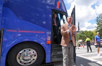 Billy Napier during Gator Walk before the USF Game-1280x1027
